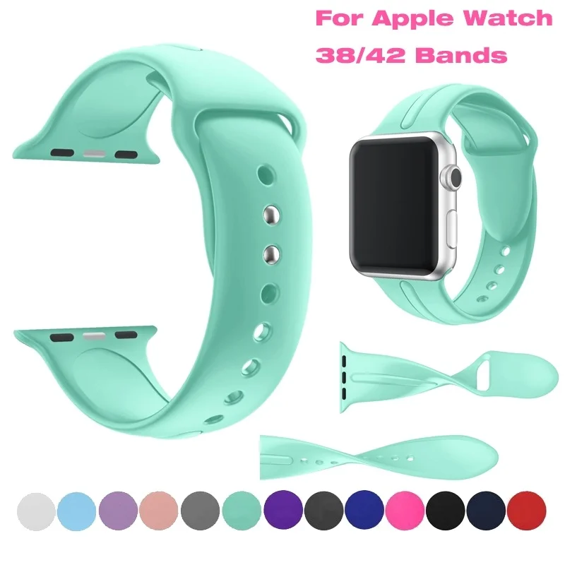 Силиконовый ремешок для Apple Watch 42 мм 38 5 4 3 2 1 сменный спортивный iWatch Bands женщин и
