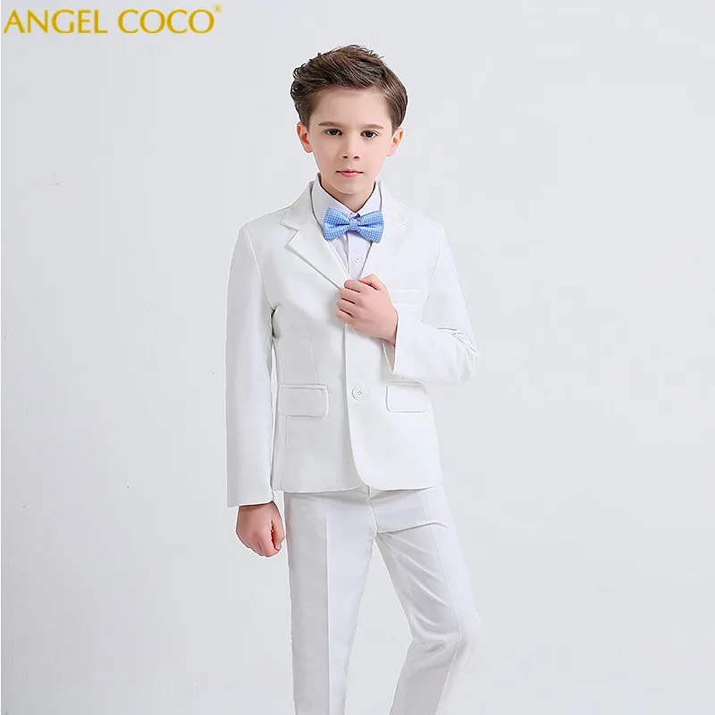 KidsChildren White Formal Boys Wedding Suits Tuxedo Suits boy Blazer Suit MariagesPerform Dress Costume Baby Boy Baptism Gown