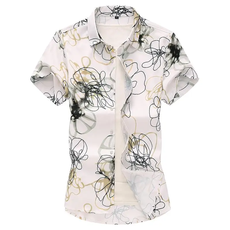 

Plus size Social Shirt for Men evening dress Men Shirt Short sleeve Polyester Casual Blouse Men Summer New