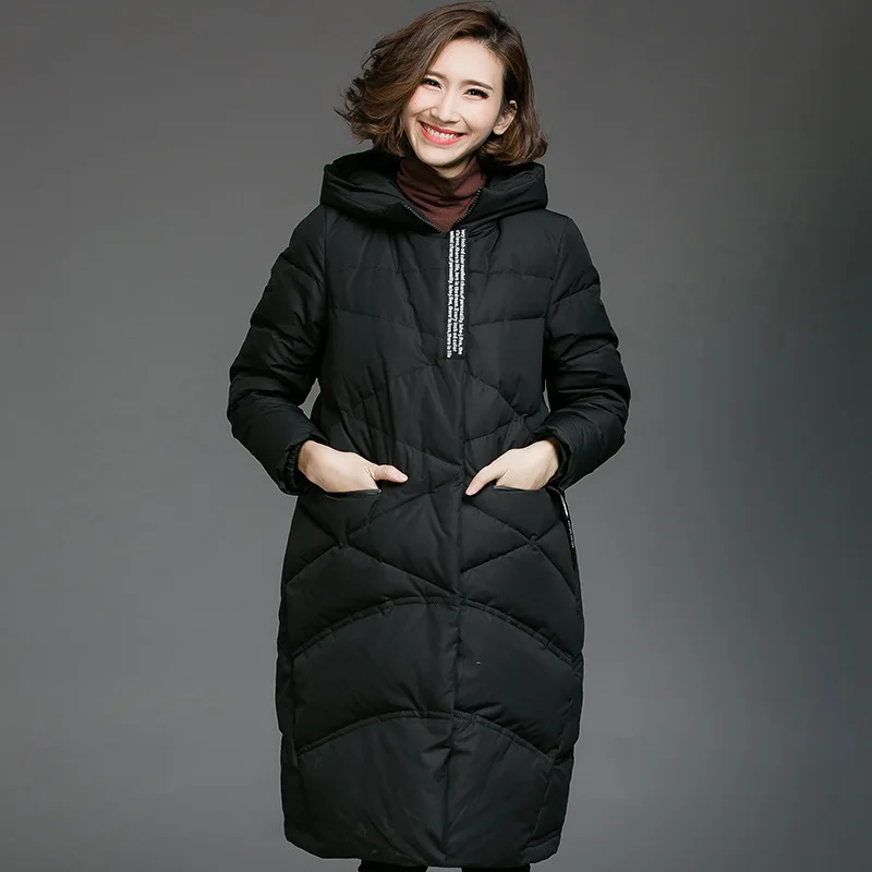 

2016 Women Winter Fashion Letter Print Keep Warm Padded Cotton Plus Fertilizer Plus Size XL-5XL Hooded Coat Jacket D8288