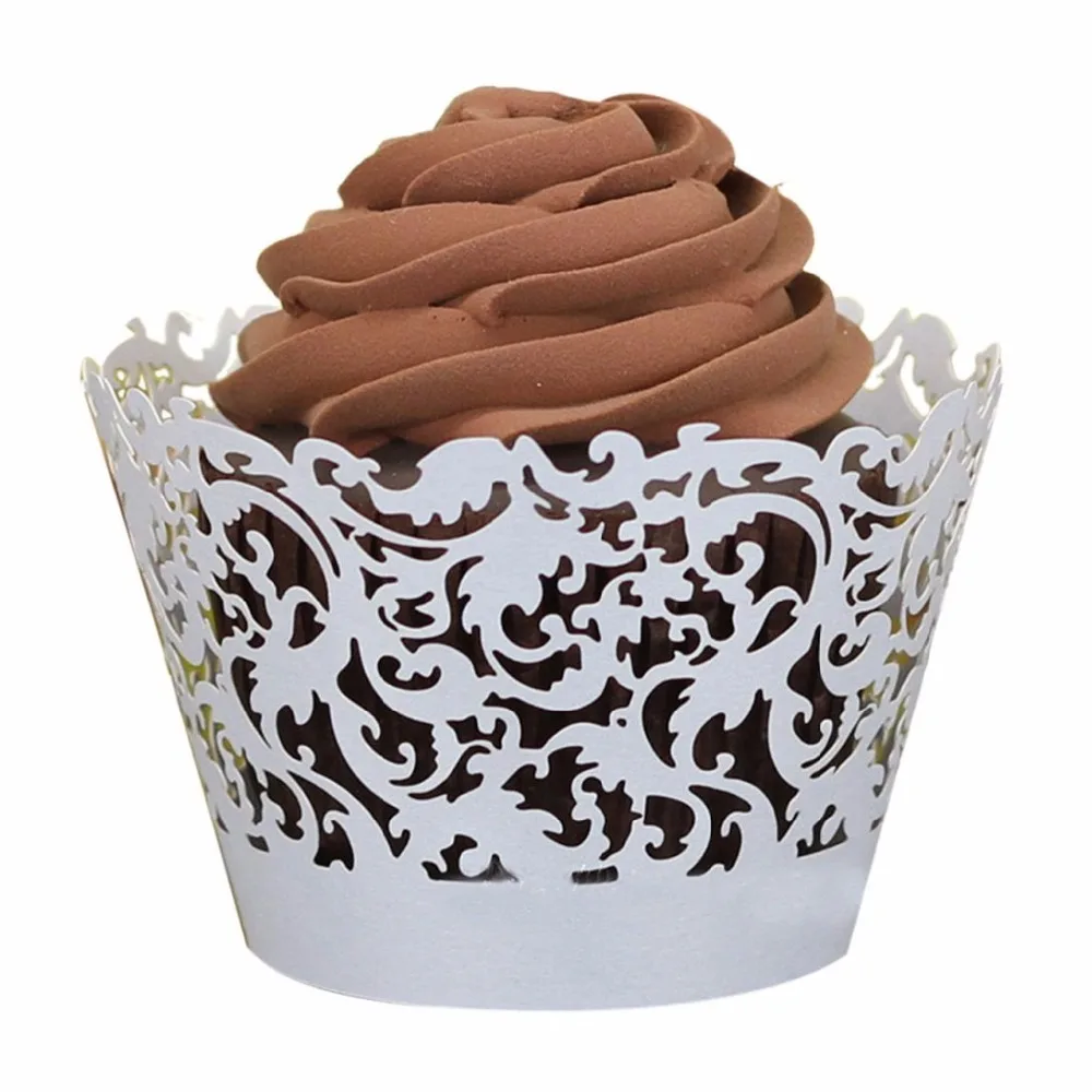 50pcs Brilliant Gold Laser Cut Cupcake Wrapper Filigree