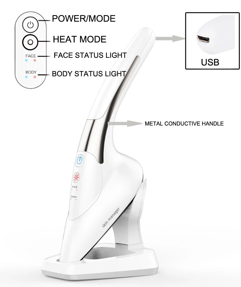  Skin Beauty Iron Device Vibration Microcurrent Red Led Heat Ion lead Facial Lifting Skin Tightening - 33033330007