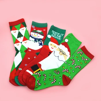 

10Pairs/Lot NEW ODDEST Christmas Crew Socks christmas gift socks for kids / women high quality cotton Crew Socks