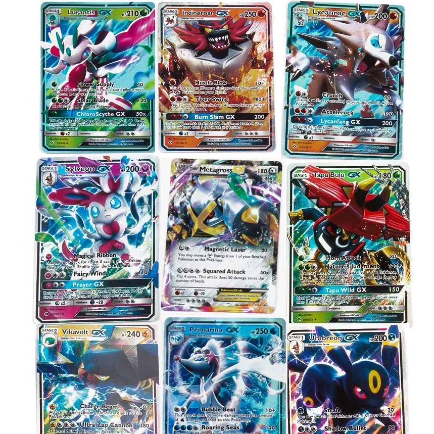 

200 Pcs GX MEGA Shining Cards Game Battle Carte Trading Cards Game Children Pokemons Toy