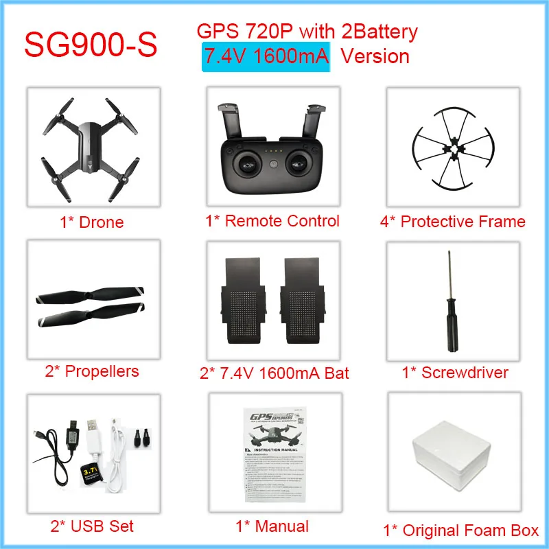 Профессиональный gps Дрон с wifi FPV 1080P 720P HD камера SG900S 20minis Flying Follow Me Hold складной Радиоуправляемый Дрон вертолет - Цвет: Black720p2BFoam