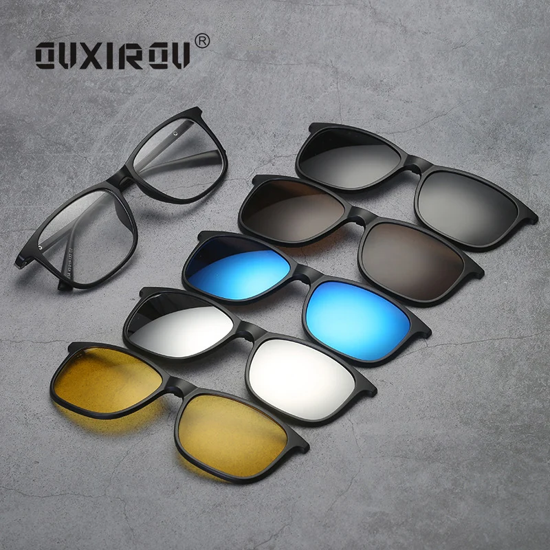 

Polarized Magnetic Glasses Male Eyeglasses Frames Men Women (5 lens) Clip On tr90 Sunglasses Driving Night Vision T2263