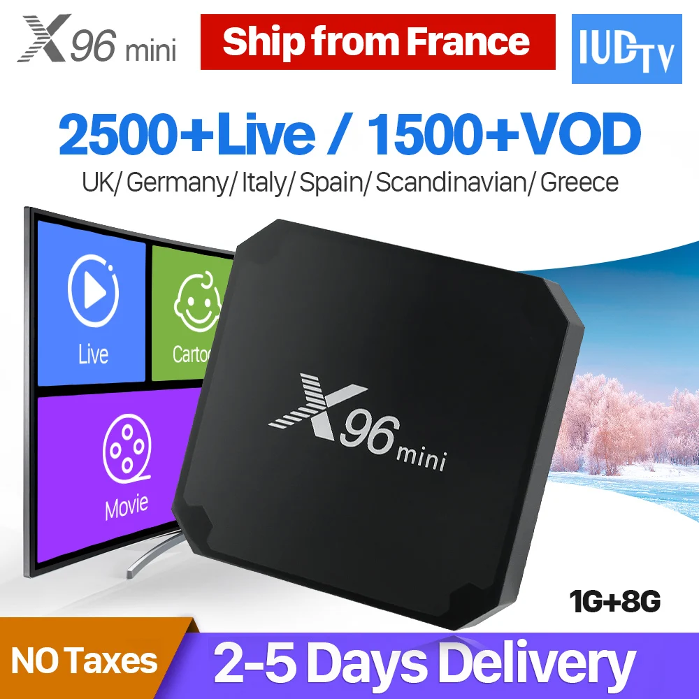 

X96 Mini IPTV Spain Android 7.1 S905W Quad Core Wifi X96mini Set Top Box 1 Year IUDTV Code IPTV Europe Sweden Spain Italy UK