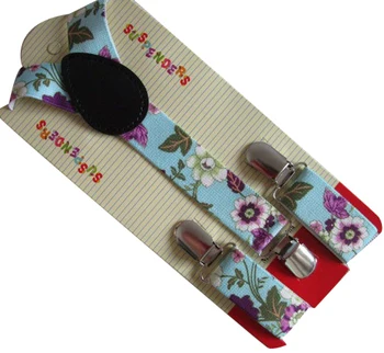 

Free Shipping 2019 New Fashion Children's suspenders Blue Floral Flower Printed Suspender For Girls