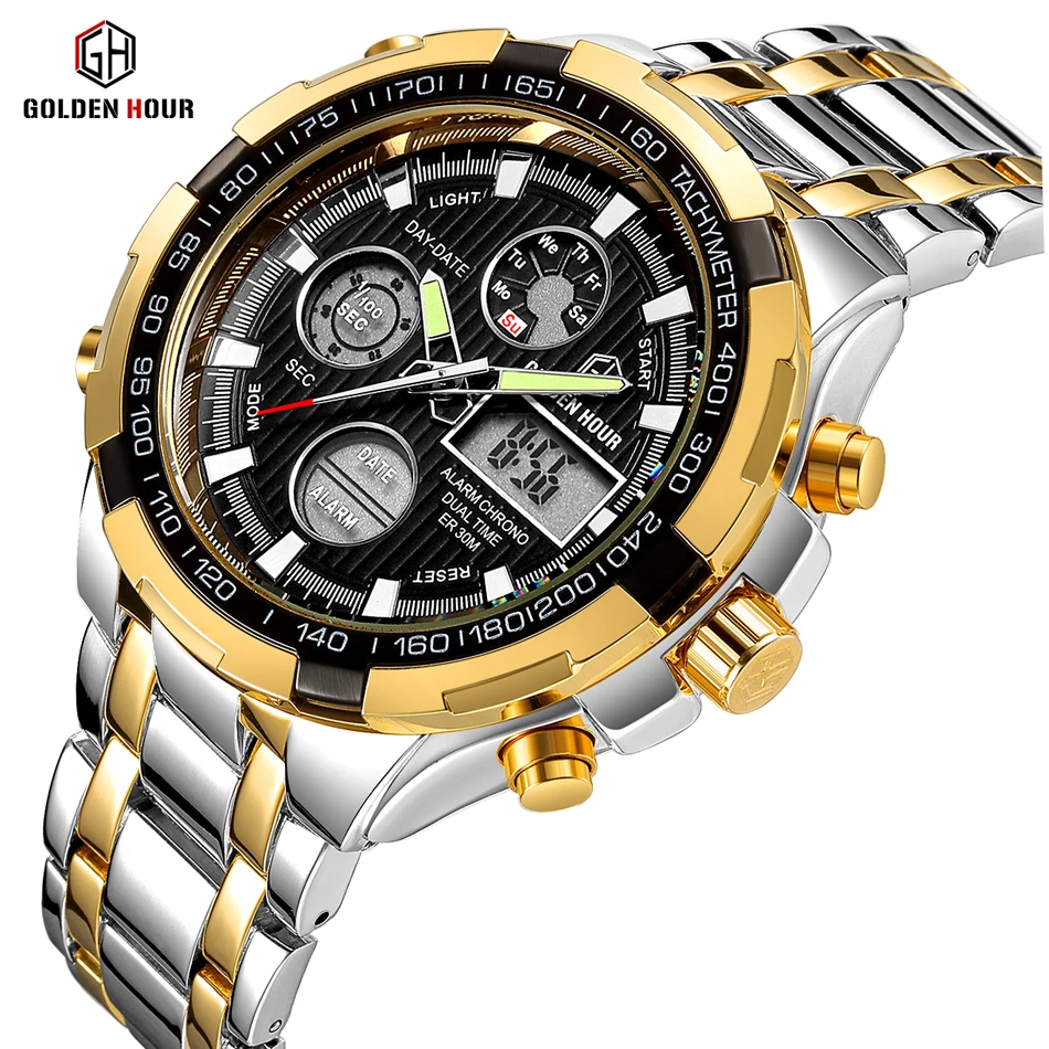 analog and digital wrist watch