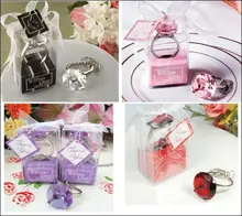 300PCS/LOT KATE ASPEN wedding party gift favor decoration of Crystal diamond Ring Keychains key chain 4 color free shipping