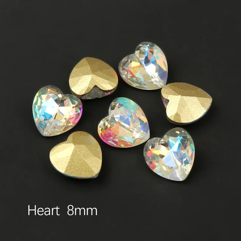 Красочные 30/100 шт 19 форм украшения для ногтей Стразы все для ногтей алмазный камень аксессуары поставки AB 3D драгоценные камни Шарм - Цвет: Heart 8mm