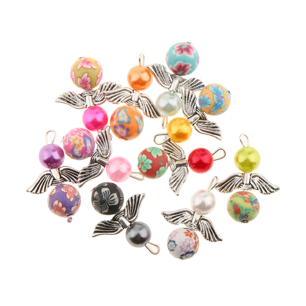 10 Pieces Mixed Angel Wings Drop/Heart Pendants Charms Beads for DIY Apparel Sewing charms punk cosplay style costume Crafts