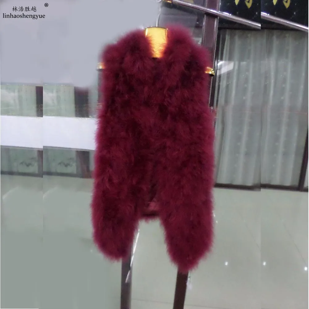 Linhaoshengyue Add 75cm Long Ostrich Feathers Fire Feather Fur Vest | Женская одежда