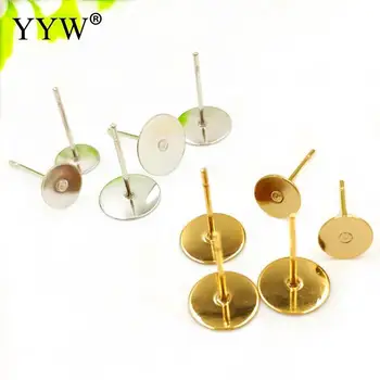 

100pcs Stainless Steel Blank Earring Stud Base Fit 3 4 5 6 8 10 12 mm Cabochon Cameo Settings For Diy Jewelry Making Accessories