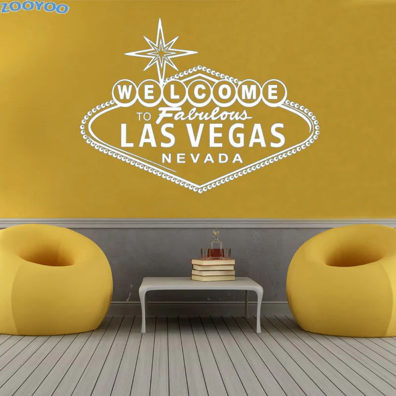 Wall Sticker Welcome To Fabulous Las Vegas Wall Decals Vinyl Character Art Decorative Wall Decal For Living Room beauty salon wall decal hair salon barbershop wall sticker vinyl window decor removable wall art mural jh43