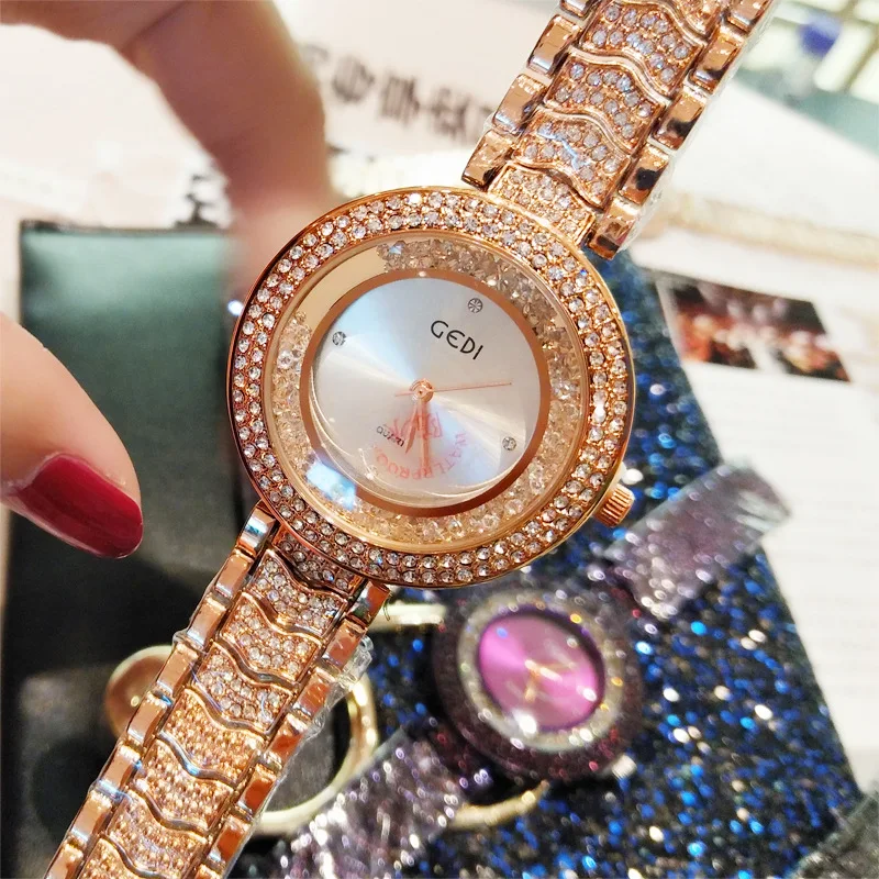 

Hole Sale Fairy Ladies Women Wrist Watch Stainless Steel With Glass Chinese Flat Round Waterproof Watch Movement