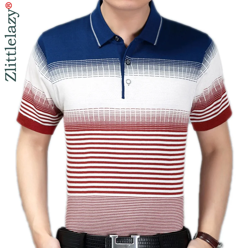 

2019 summer short sleeve knitting polo shirt men clothes striped fashions polos tee shirts pol cool mens clothing poloshirt 760