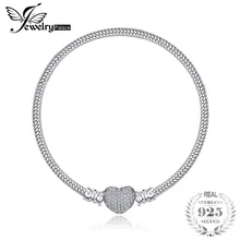 

Jewelrypalace Authentic 100% 925 Sterling Silver Bracelets Elegant Pave Heart Clasp Bracelets Fine Jewelry Women Fashion Gifts