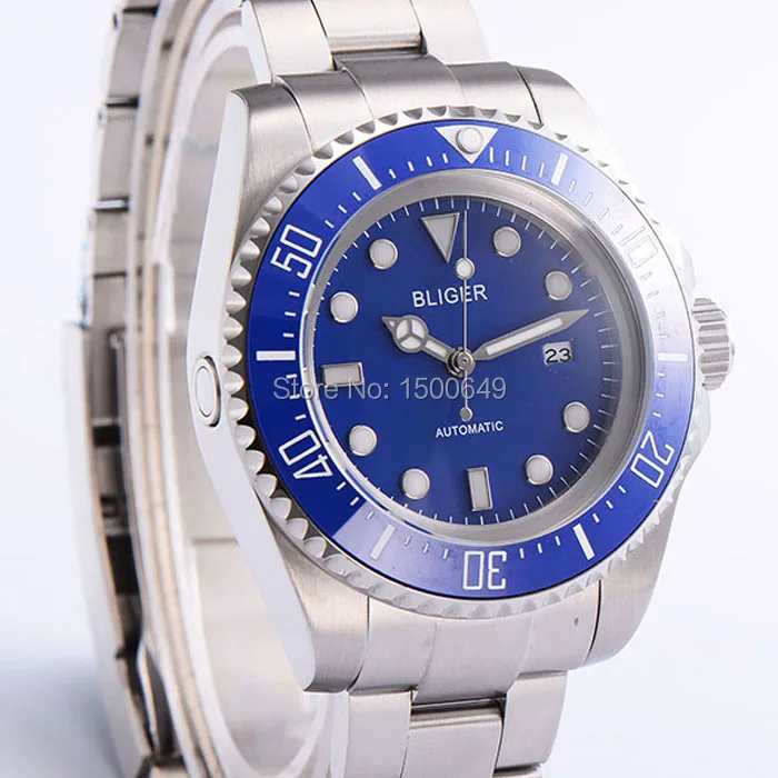 日本販売 43mmビッグサイズブリガーブルーセラミックベゼルルミナスブルーダイヤル自動日付日メンズウォッチ 最速出荷 Gphotels Jp