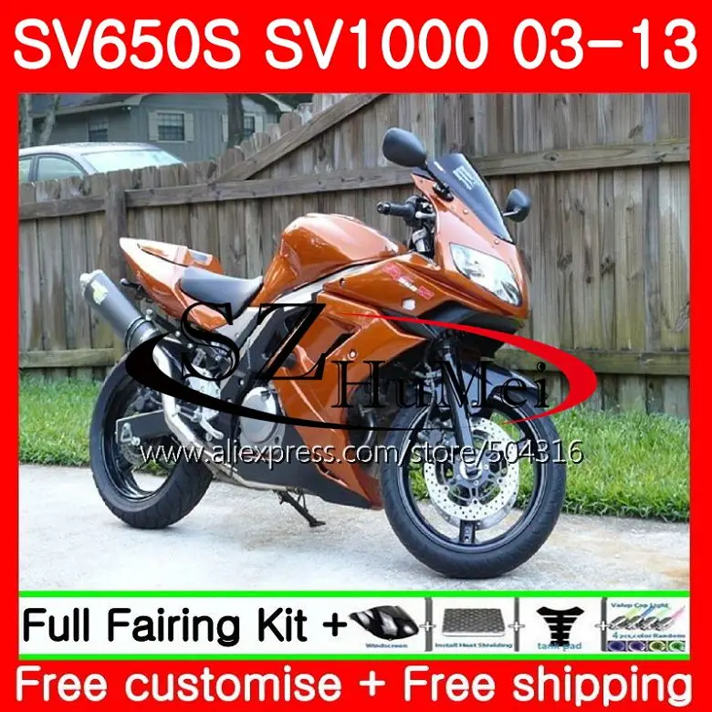 Обтекателя темно orange для SUZUKI SV1000S SV650S 03 04 05 06 07 08 106SH. 7 SV650 1000 S SV 650 S 1000 2003 2004 2005 2006 2007 2008