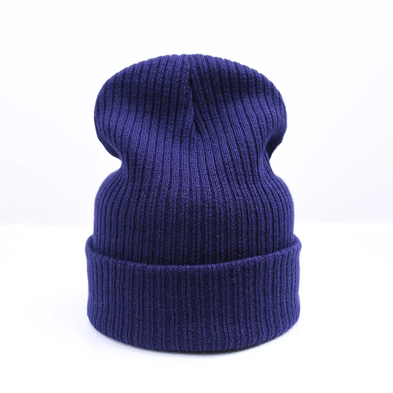 Модная зимняя женская шапка унисекс/мужская шапка Skullies Beanies, мужская шапка Beanies, простая тёплая шапка, Прямая поставка - Цвет: G Navy