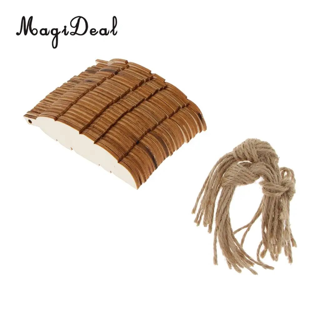 MagiDeal 24 шт винтажный пустой знак музыкальной нотки лист деревянная лошадь Ангел деревянная подвеска висячий подарок ярлыки с джутовый шпагат - Цвет: Leaf