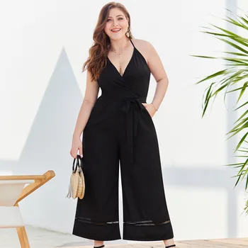

plus size romper women jumpsuit black bandage sexy overalls for women