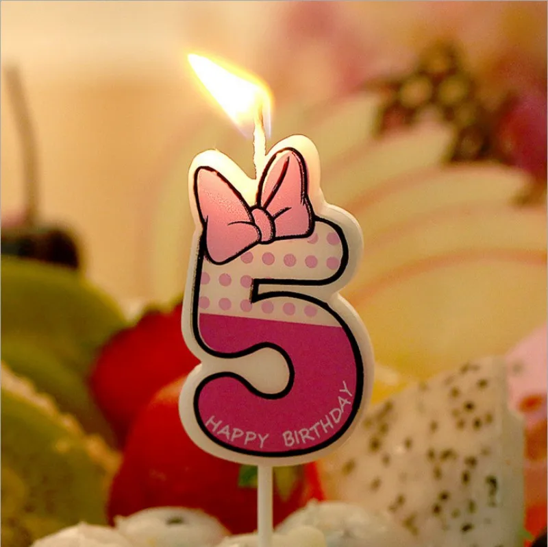 Номер 0-9 Микки Минни Маус Свеча Для детей день рождения свеча украшение торт Кекс Топпер украшения для вечерние - Цвет: Pink5