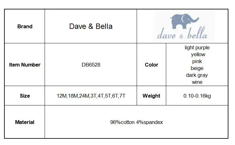 DB6528 dave bella/Осенняя модная футболка для маленьких девочек; милые детские хлопковые топы; детская футболка высокого качества