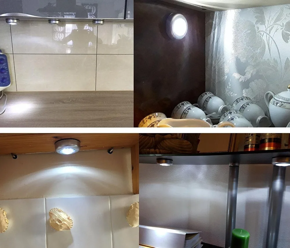 BRIDAY Closet Light 6pcs LED Battery-powered Wireless Night Light Stick Tap Touch Lamp Stick-on Push Light for Closets Cabine