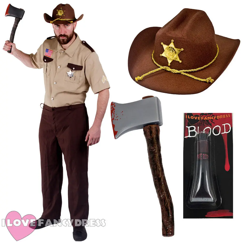 

US SHERIFF COSTUME HALLOWEEN ZOMBIE HUNTER FANCY DRESS AMERICAN POLICE OFFICER