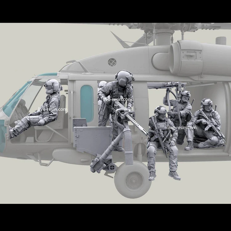 Tripulação e Arma Conjunto sem Pintura e sem Montagem Resina Modelo Kit Soldados Helicóptero um Frete Grátis 1 - 35 14 1 35 resina modelo kit soldados helicóptero