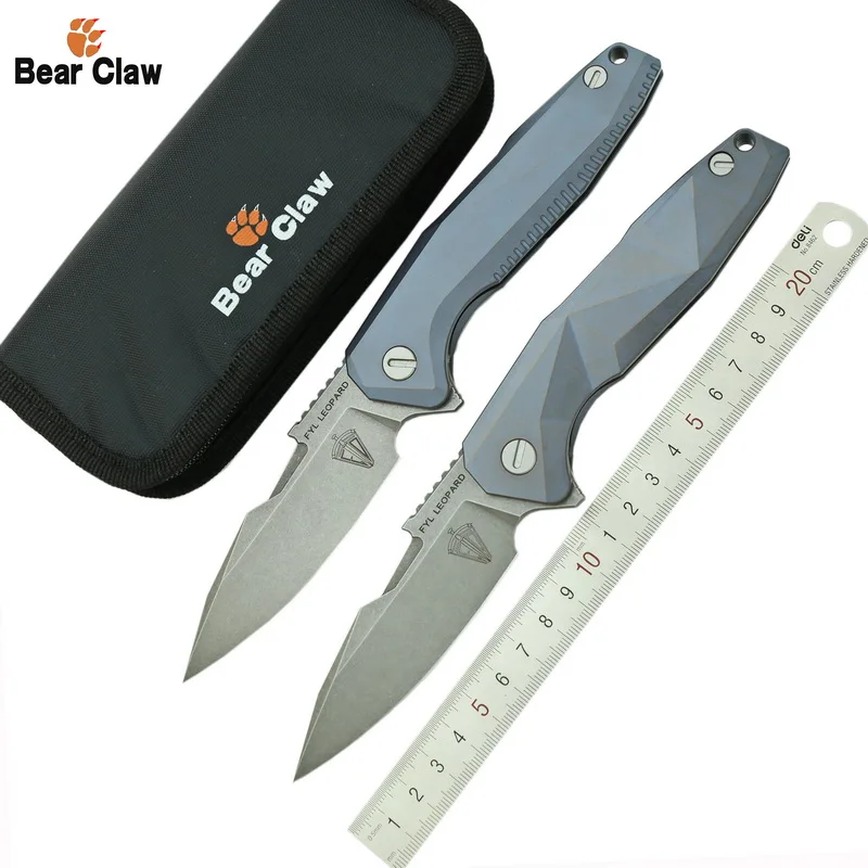 

BEAR CLAW FLIEGEN LEOPARD geometrie S35VN Klinge Titan Griffe Flip Folding Messer Outdoor Camping EDC Werkzeuge Jagd Wandern Tas