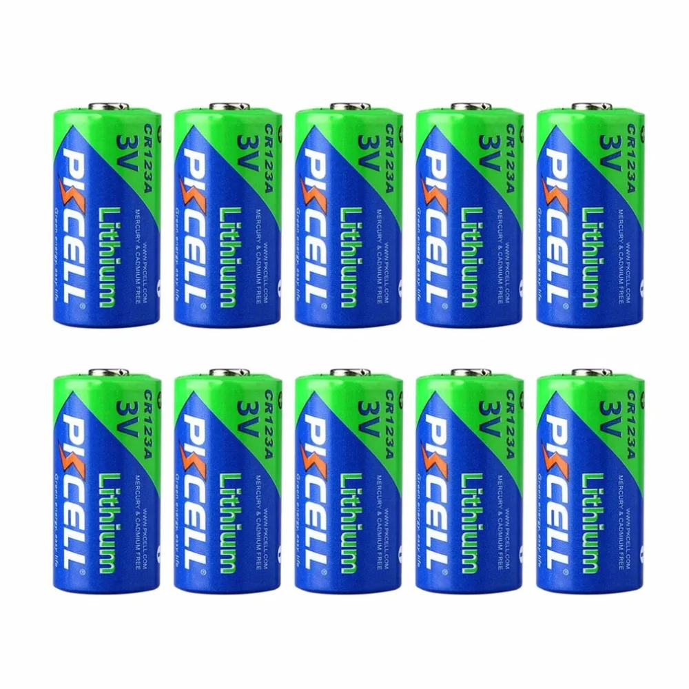 

PKCELL 10PCS High Performance CR123A 3.0V 1500MAH Rechargeable Battery Durable Lithium Battery For LED Flashlight