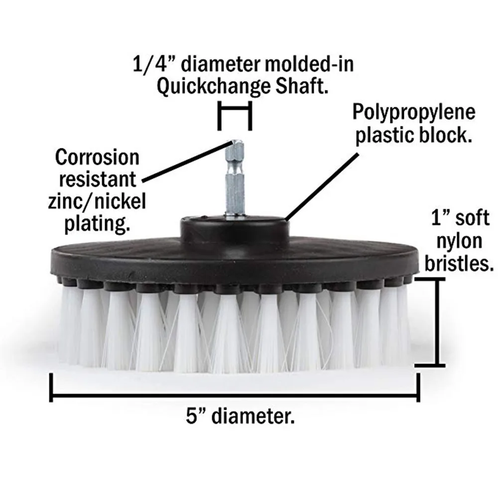 1 шт. 5 дюймов электрическая щетка для дрели пластиковая круглая Чистящая Щетка для ковровых стекол автомобильные шины нейлоновые щетки силовая скруббер дрель