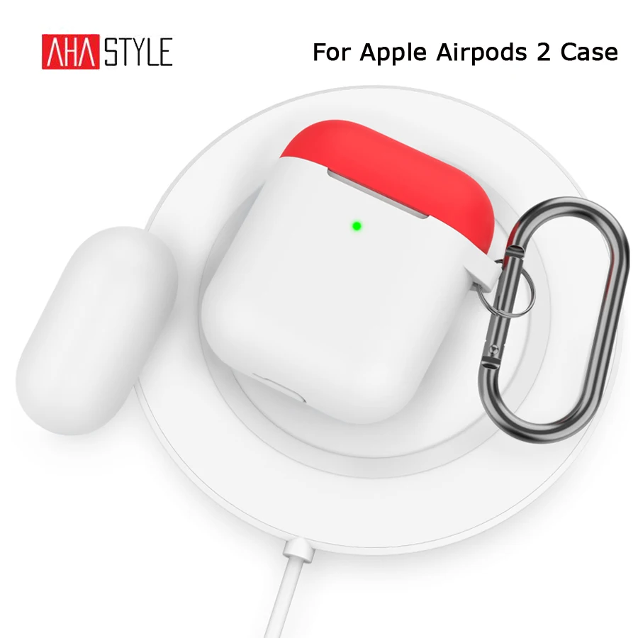 

For AirPods 2 Case Silicone Two-Caps Protective Earphone Case Cover Pouch Skin Protector for Apple Airpods Accessories with Hook