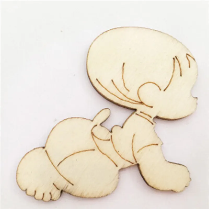 

New 10Pcs Wooden Laser Cut Cute Baby Shape Craft Wedding Guestbook Decoupage Family Christmas Home Wall Decorations Wood Crafts
