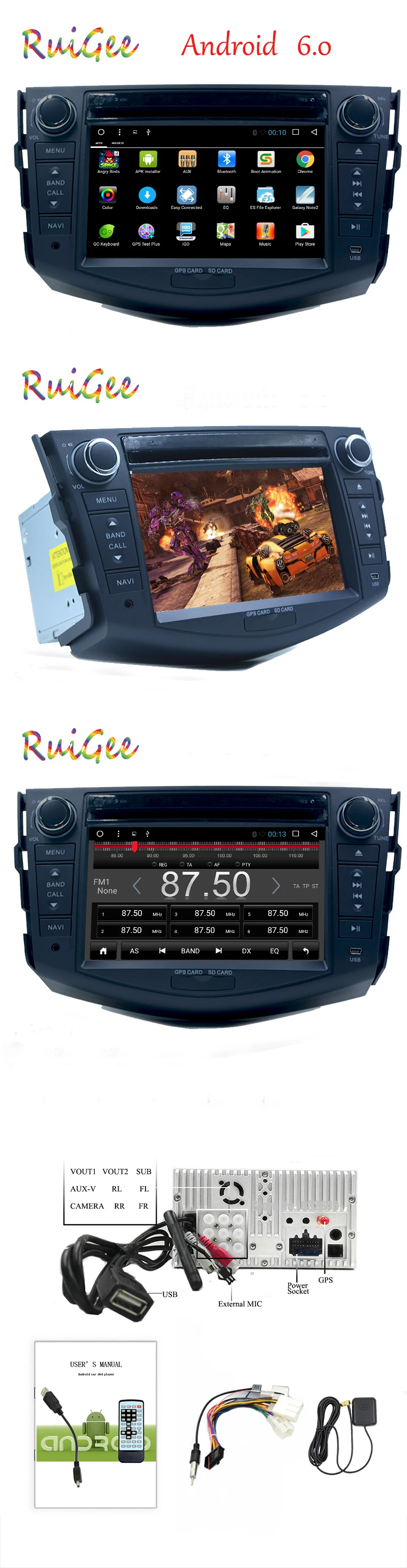 Excellent Quad Core 1024*600 HD Screen 2Din Android 7.1 Car DVD for Toyotsa Rav 4 RAV4 Audio Video Stereo GPS Navigation Radio RDS 3G Wifi 8