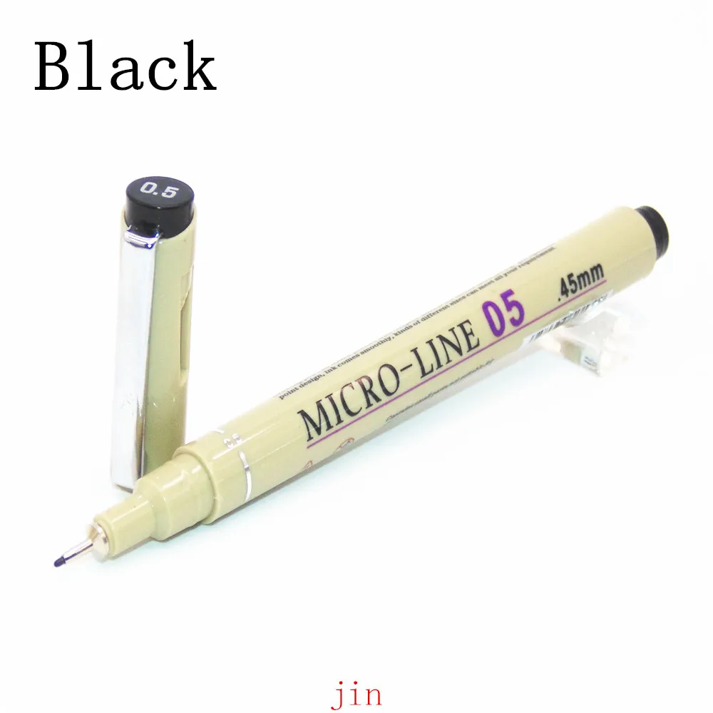 1 шт. Pigma Micron лайнер тонкие ручки водонепроницаемые без кровотечения тонкие цветные маркеры для рисования цветные маркеры Bullet Journal Pen товары для рукоделия - Цвет: Черный