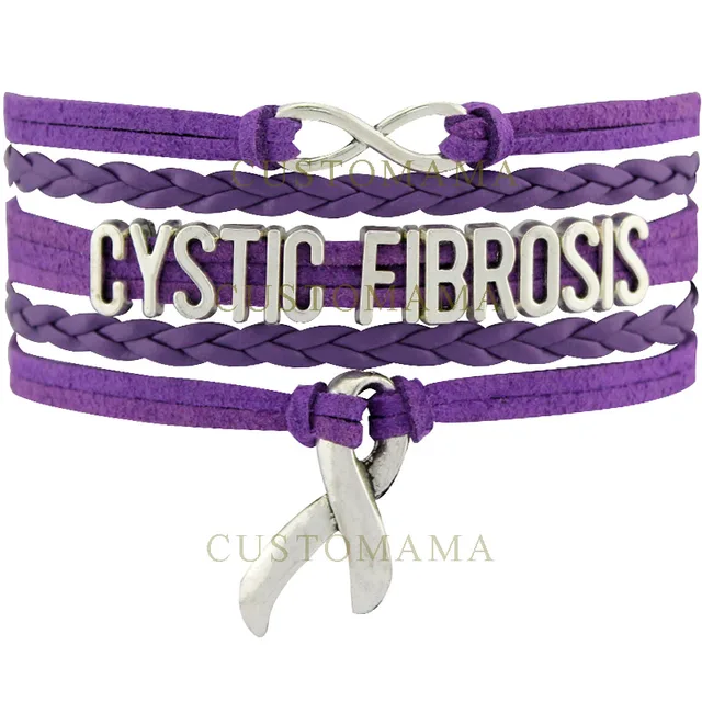 Custom Infinity Love Cystic Fibrosis Awareness Ribbon Charm Custom Infinity Love Cystic Fibrosis Awareness Ribbon Charm Multilayer Bracelet Gift For Fibro Fighters Purple