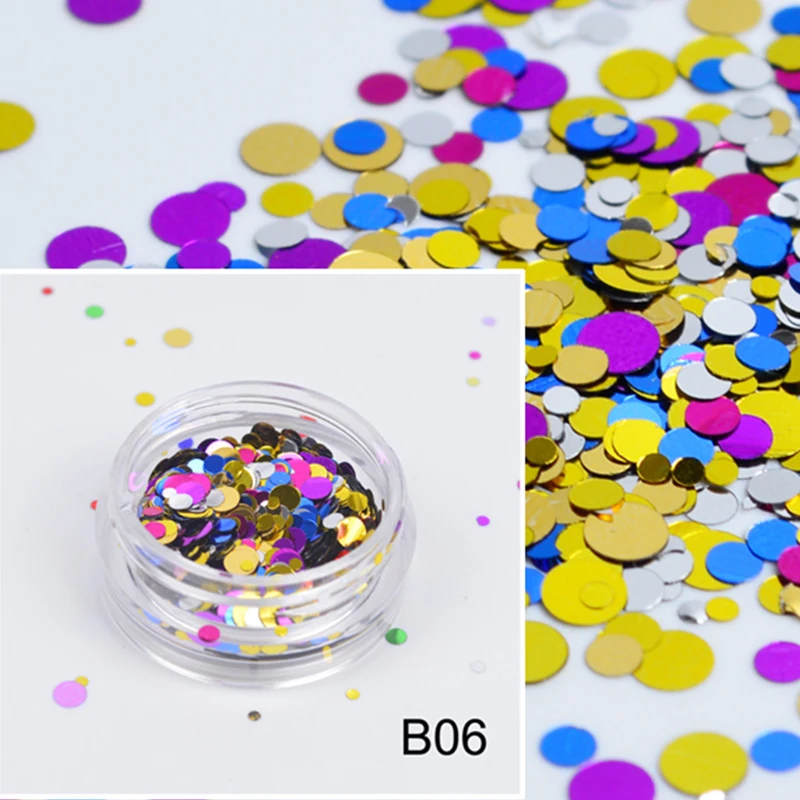 

FWC 1 Bottle Ultrathin Nail Glitter Sequins Mix Colors Round 3D Nail Art Decoration UV Gel Tips Manicure DIY #B6