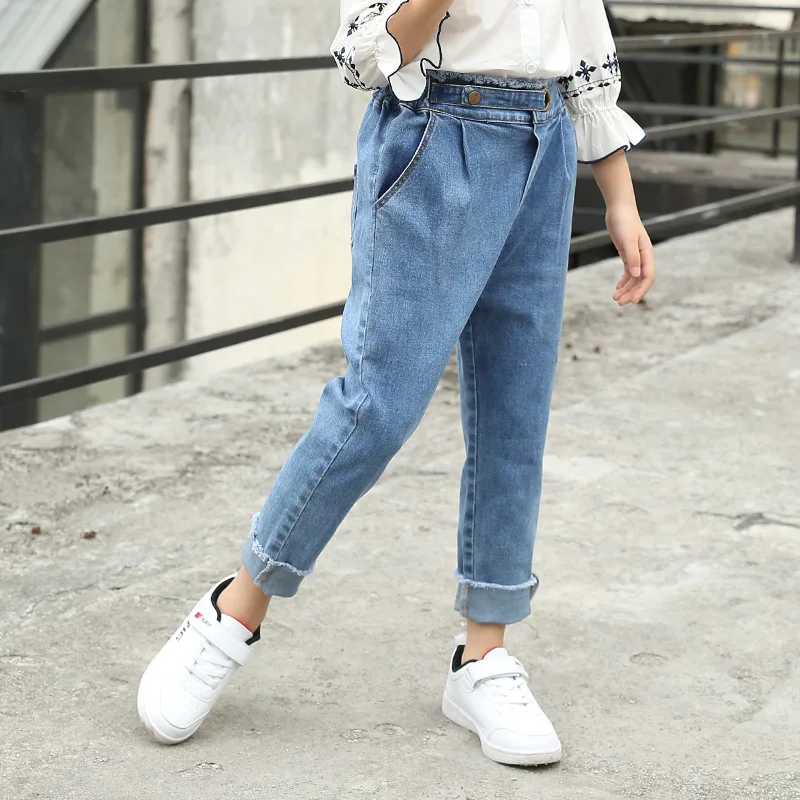 

Spring 2019 New Girl Jeans Boys Elastic Pants Children Light Pants Korean Chao Boys Pants