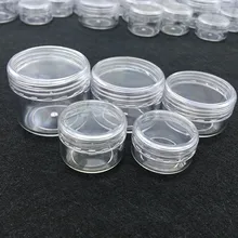 100 шт 10 г/15 г/20 г пустая пластиковая Косметическая банка для путешествий контейнер для макияжа круглые флаконы для дизайна ногтей крем для лица образец горшок парфюмерный гель коробка