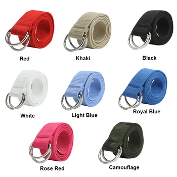 

Men Women Webbing Couple Long Waistband Buckle Bendable Daily Canvas Solid D Ring Belt Fashion All Match Casual