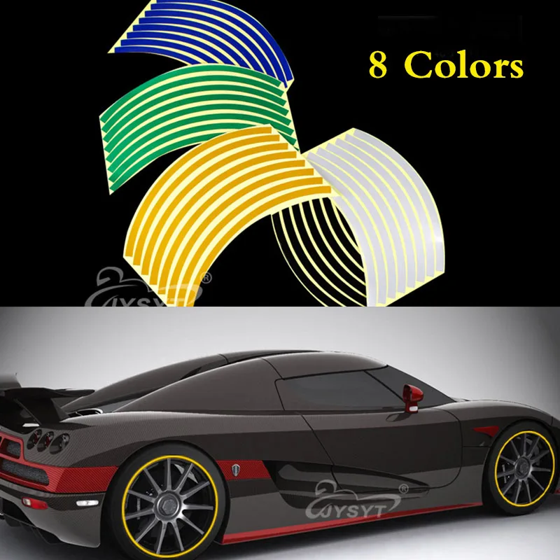 

12 14 Inch Colorful Reflective Stickers Strip Wheel Rim Stripe Reflective Safety Warning Rim Decor for Car Motorcycle
