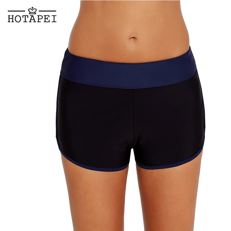 Hotapei أسود أبيض مقلم تقليم السباحة مجلس السراويل تصفح و الغوص سريعة الجافة السراويل المرأة زائد حجم الرياضية السراويل الشاطئ ارتداء