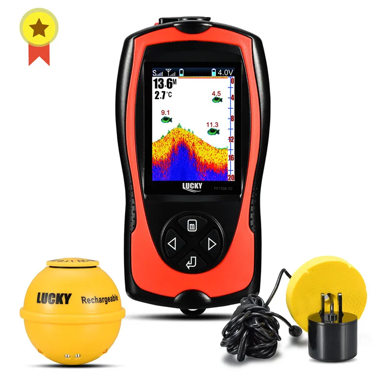 

Russian menu!LUCKY FF1108-1CLA& FF1108-1CWLA Sonar Fish Finder Light Lure Sensor Deeper echo sounder Sea Fishing Radar Equipment