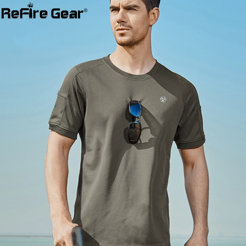 

ReFire Gear Men's SWAT Military Tactical T-Shirts Army Soldiers Fight Shoot Quick Dry Wicking T Shirt Thin Flexible Short Sleeve