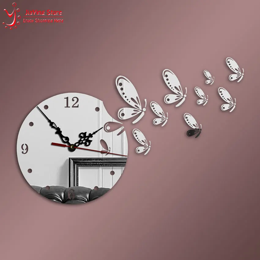 

9Pcs Dragonfly Crystal Clock Decorative 3D DIY Wall Clock Mirror Sticker Decor,Antique Europe Style Cartoon Watch Living Room