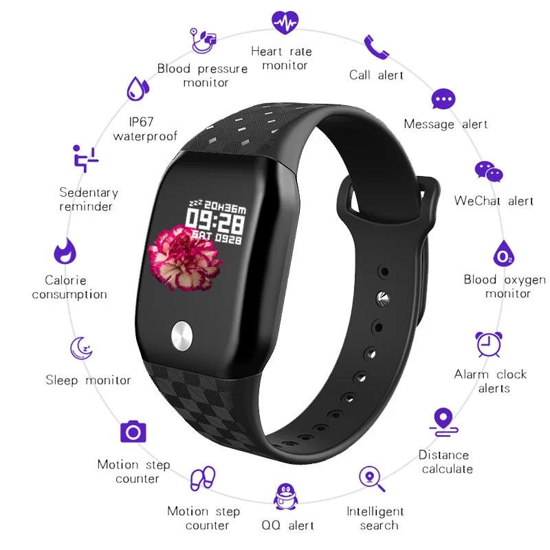 

NEW Color Screen Smart Watch Sport Fitness Bracelet Heart Rate Blood Pressure Blood Oxygen Monitoring Men Women For IOS Android